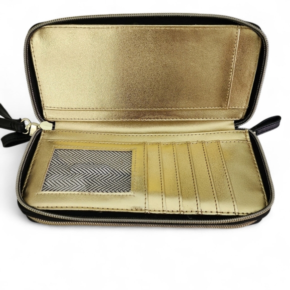 STEVE MADDEN Black Wristlet Wallet Zip Clutch Faux Leather - Picture 6 of 13